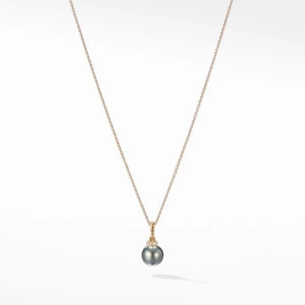 David Yurman Solari Pearl Pendant Necklace with Diamonds, 18k Gold Chain ✨